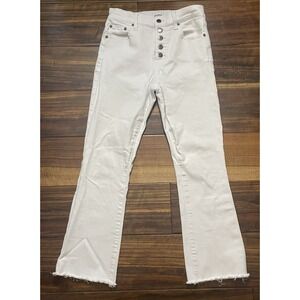 Pistola Jeans Women's 27 Wide Leg White Frayed 25 In Inseam Preppy Normcore